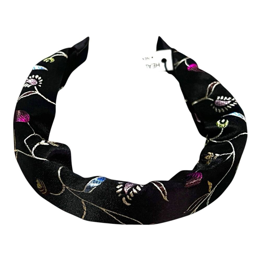 HEAD DRESS  NEW YORK  Elegant Decorative  BLACK Floral Embroidery Headband NWT-